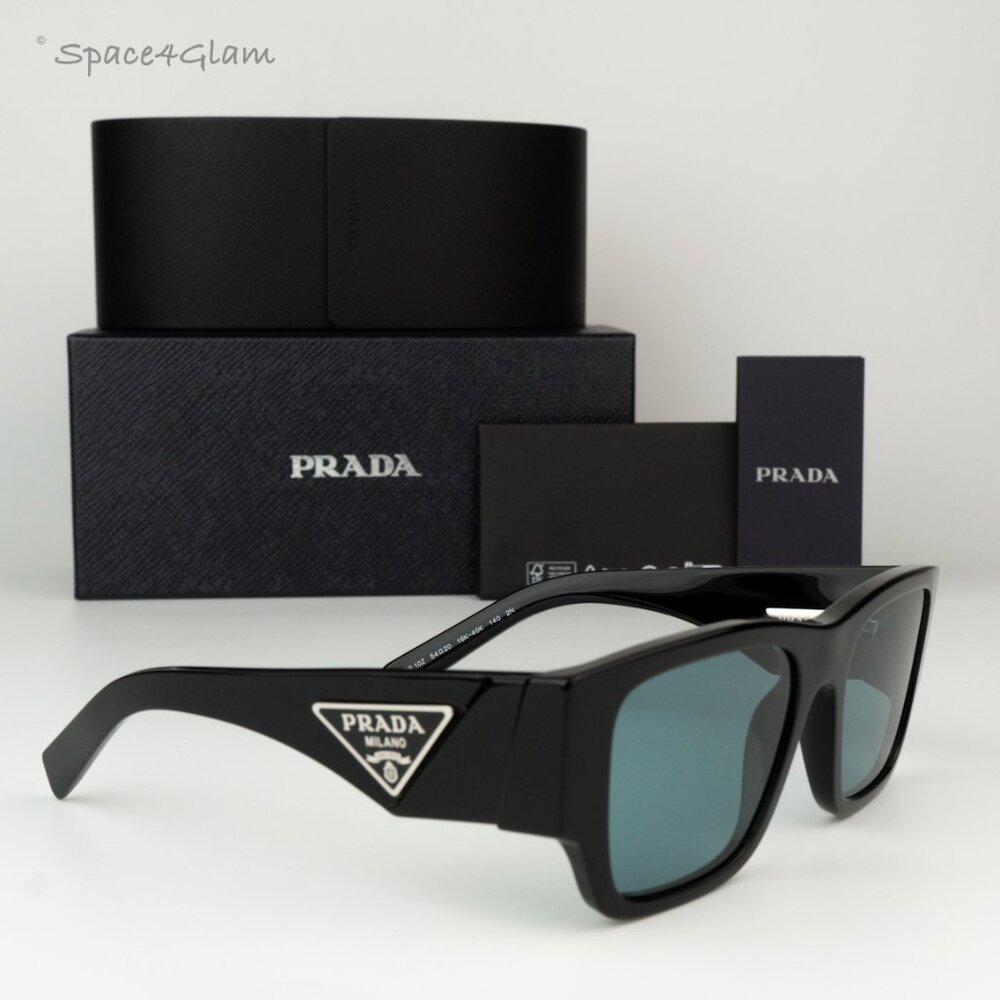 BRAND NEW Prada PR10ZS 16K40K Black Petrol Green Square Unisex Sunglasses
